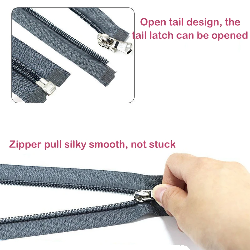 1Pcs 15 Inch-31 inch (40cm-80cm) Nylon Coil Zippers Open-End For DIY Tailor Sewing Crafts Nylon Zippers Accessories 13 Colors