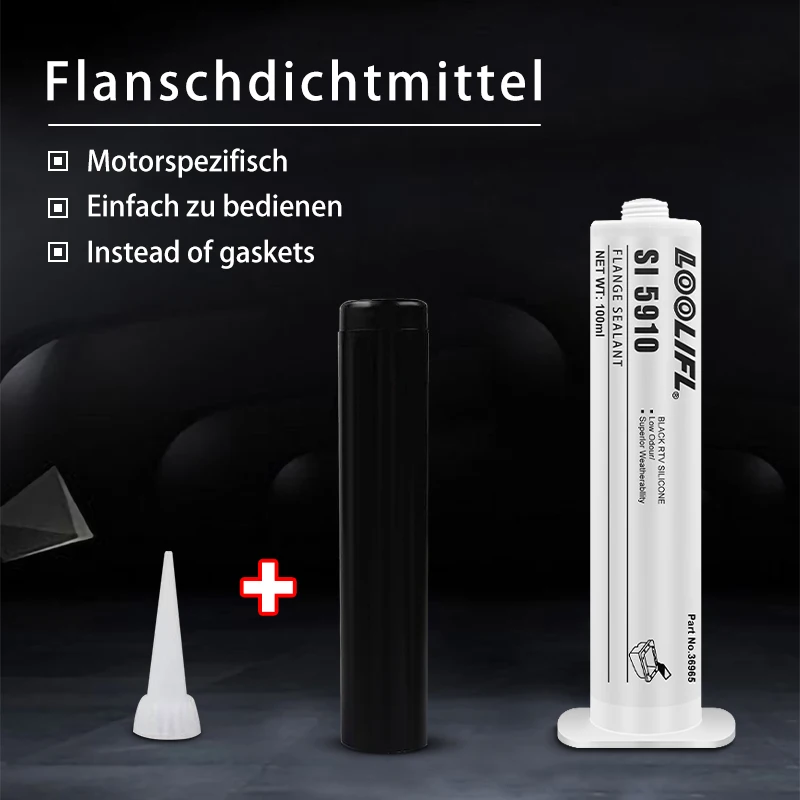 SL-5910 Black Silicone Sealant for Automotive Engines, High Temperature Oil Resistant, Long Term Leak Proof, High Sealing, Ultra Viscosity, Low Odour, with Tool, 100 ml 3