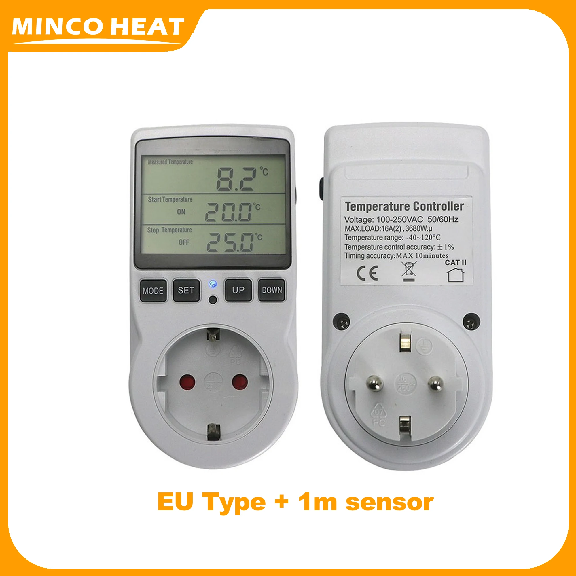 Minco Heat  Eu/Us/Fr/Uk Type -40~120?C  Heating Temperature Controller Lcd Screen Socket With Timer Switch Probe Heating Cooling Minco Heat  Eu/Us/Fr/Uk Type -40~120?C  Heating Temperature Controller Lcd Screen Socket With Timer Switch Probe Heating Cooling