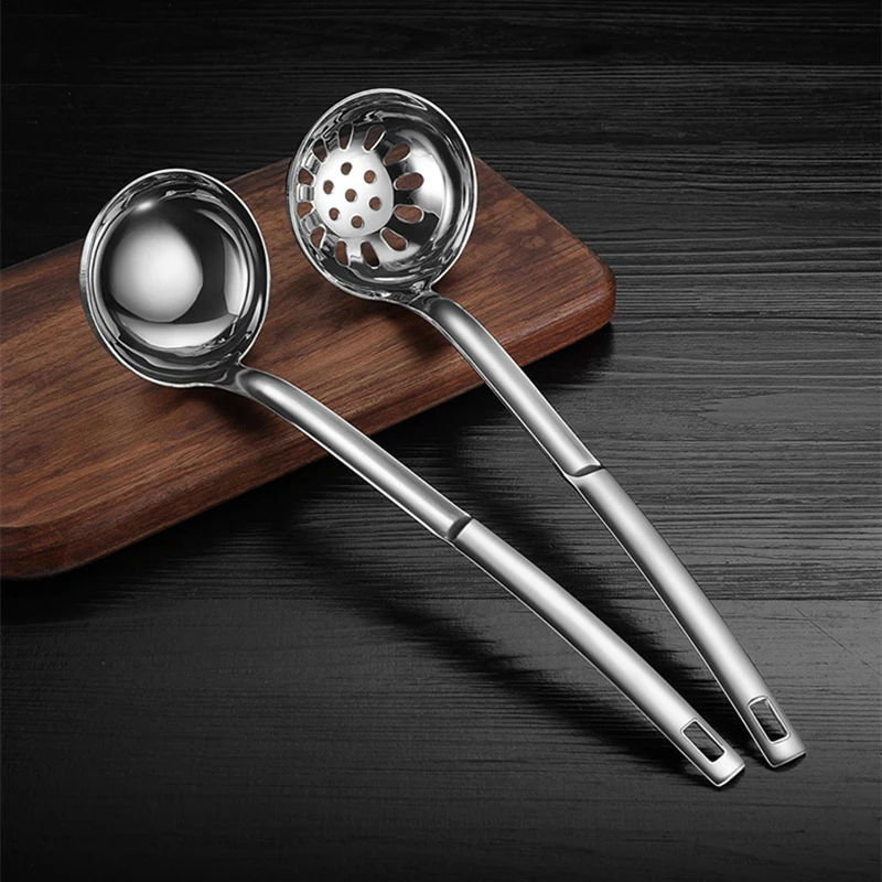 

Kitchen Long Handle Soup Spoon 304 Stainless Steel Tablespoons Home Serving Tableware Colander Skimmer New Cooking Utensils