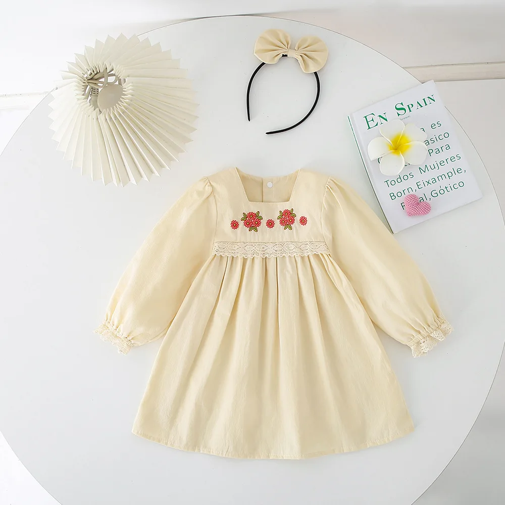 

Toddler Baby Girls Long Sleeve Embroidery Dress A-line Princess Dress Girls Prinsess Clothes 0-4Y