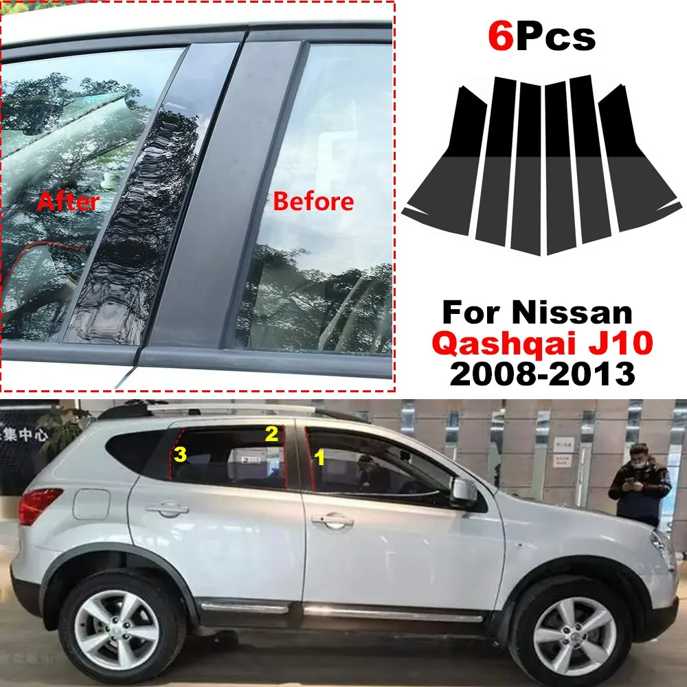 Cheap 6Pcs Car Pillar Posts for Nissan Qashqai J10 2008-2013 Door Window  Trim Stickers Decoration Accessories