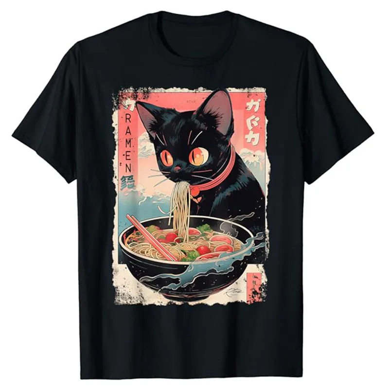 Gato Ramen fideos Anime japonés Manga Ramen Kawaii gato camiseta