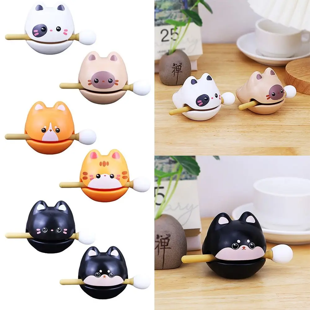 

Cute Cartoon Decompression Funny Percussion Toy Buddhist Fortunate Wooden Fish Home Office Decoration Funny Cat Figurines