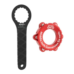 Universal Bicycle Disc Brake Adapter - Centerlock to 6 - Hole Conversion Kit (Red - Tool)