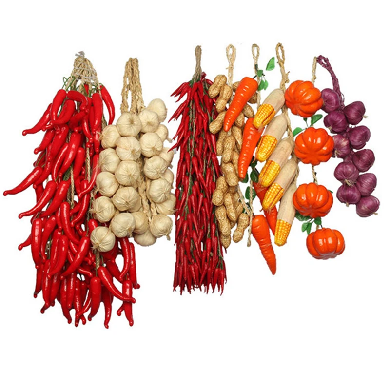 Vegetable Ornaments Artificial Vegetables Fake Chili Garlic Corn Eggplant Photography Farmhouse Restaurant Wall Hangings Decor Photography Props