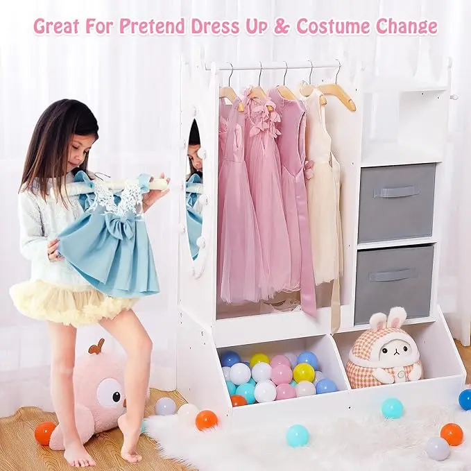Kids Clothes Rack with Storage 4