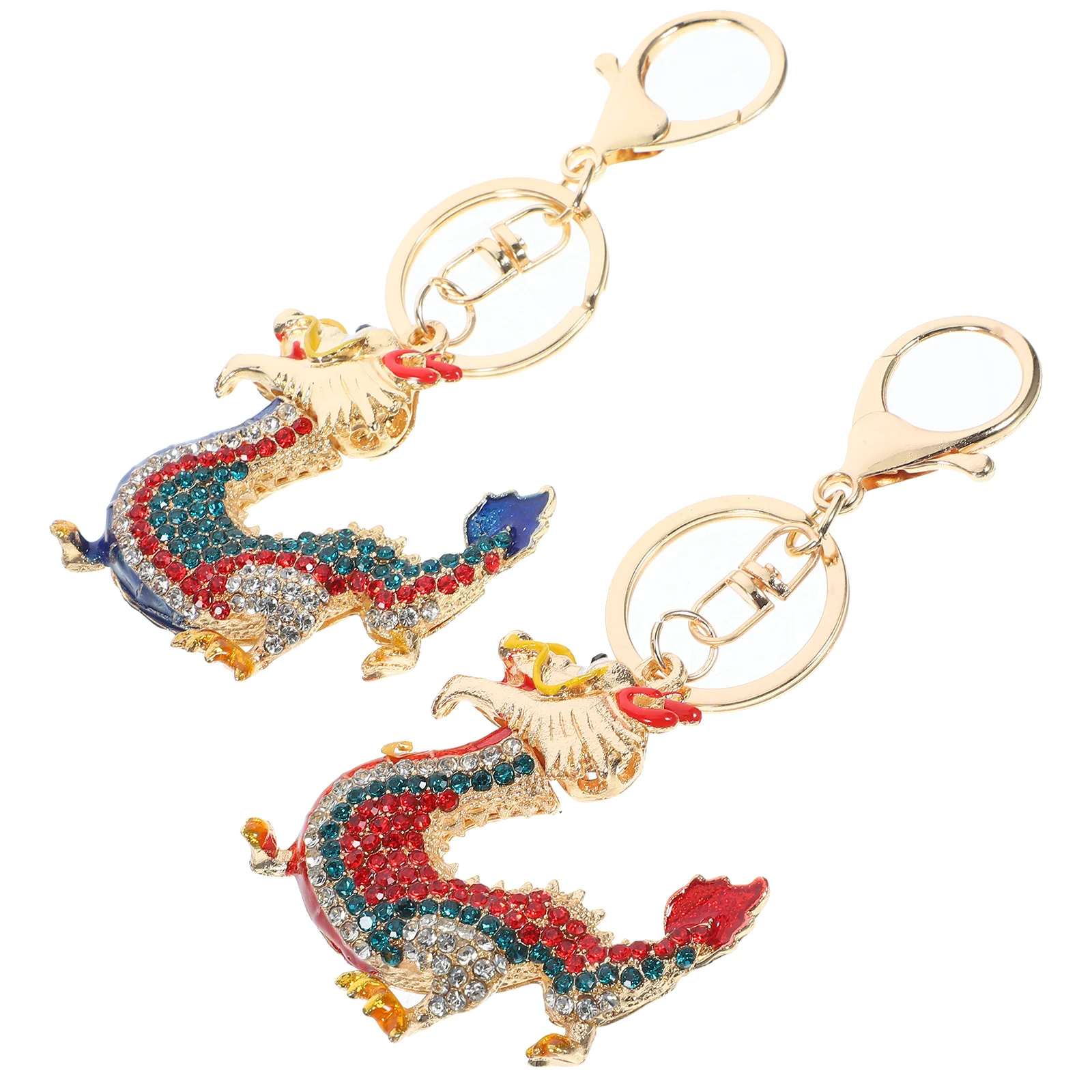 

2pcs Metal Dragon Keychain Decorative Pendant Keychain Delicate Hanging Dragon Key Ring