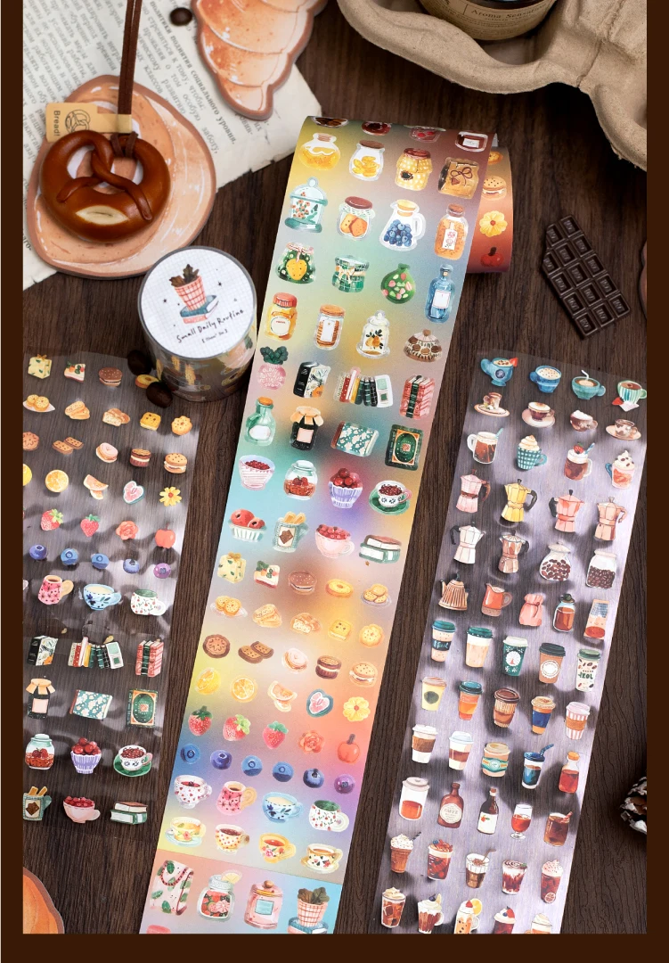 Journal GO 7 x 200 cm Daily Routine Life Tape-Aufkleber für Scrapbooking, Collage, Junk Journal, Planer, Milchprodukte, vorgeschnittenes Abdeckband – Detail 9