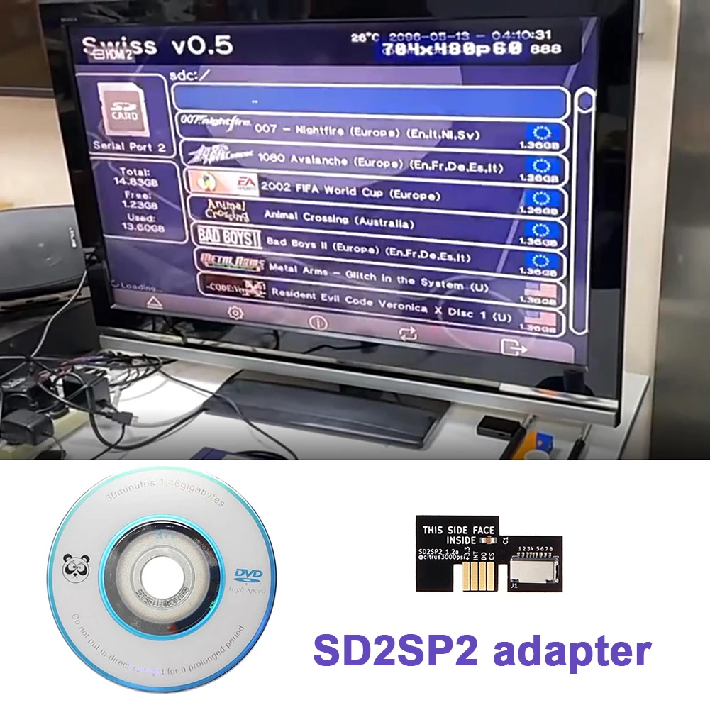 SD2SP2 Adapter TF Card Reader Replacement +  Boot Disc Mini DVD for Nintend Gamecube NTSC Accessories