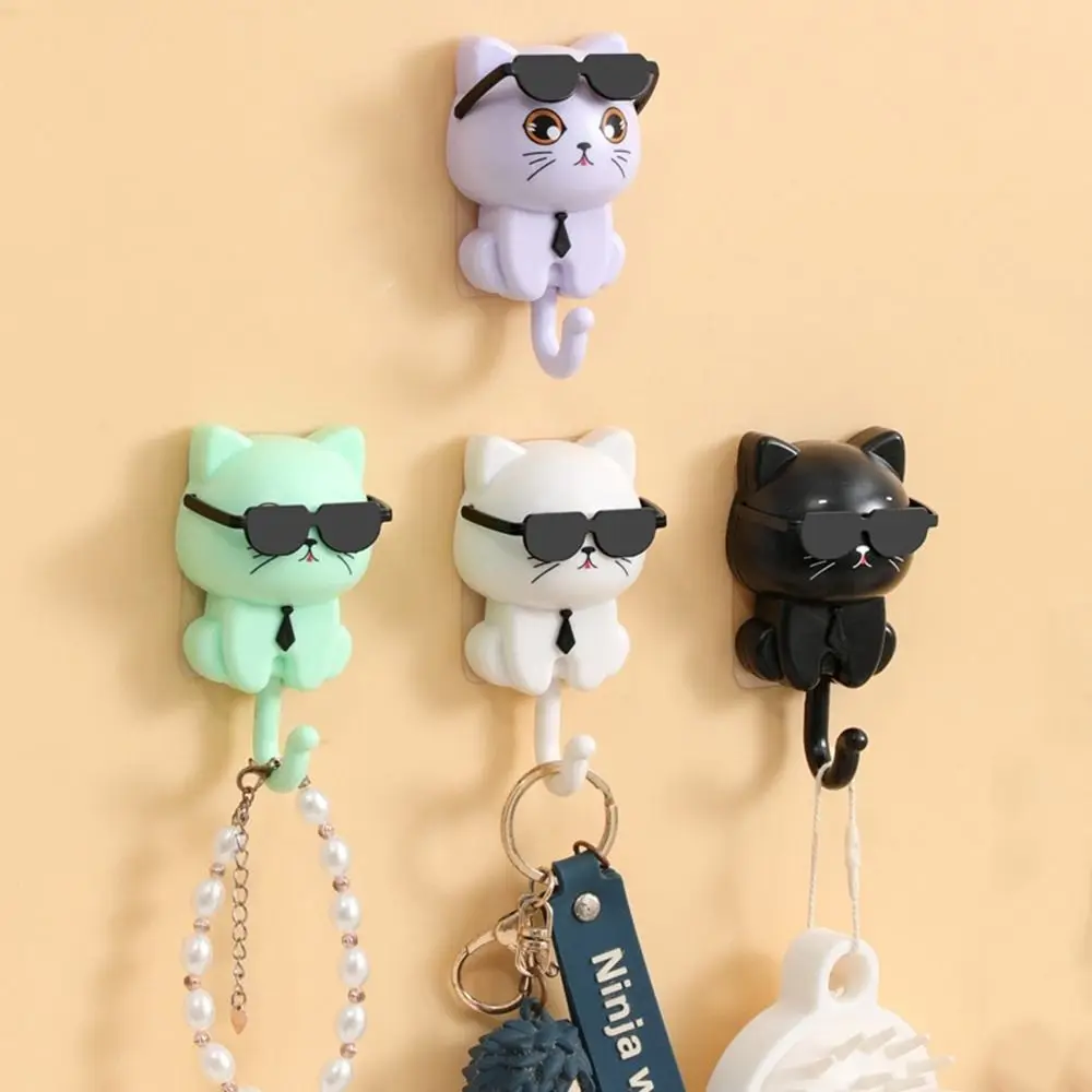 Wall Hanging Hook Creative Plastic Cartoon Cat Hooks Decorative Waterproof Key Hangers Sunglasses Cat Hooks Bathroom Self Adhesive Hooks Metal Wall Key Holder Key Holder Adhesive Hooks Wall Key Holder