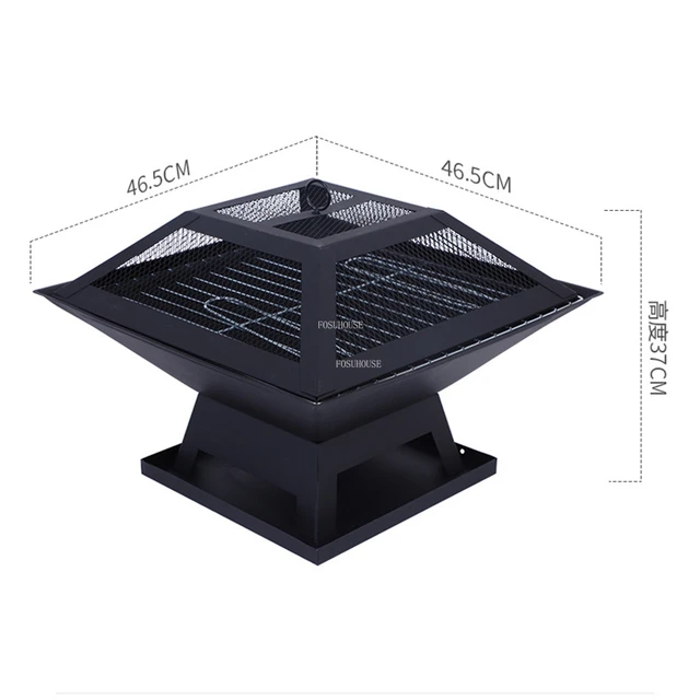 Új Faszén Négyzet Alakú Tűz Gödrök Kültéri Grill Állvány Kemping Kemence Otthoni Udvari Tűzifa Kályha Máglya Fűtő U - Image 6