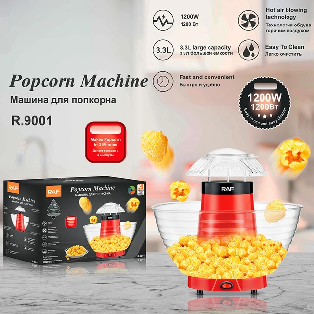 R.9001 Household Electric Popcorn Machine 1200W Strong Power 3.3L Large  Capacity Fully Automatic Mini Popcorn Maker - AliExpress