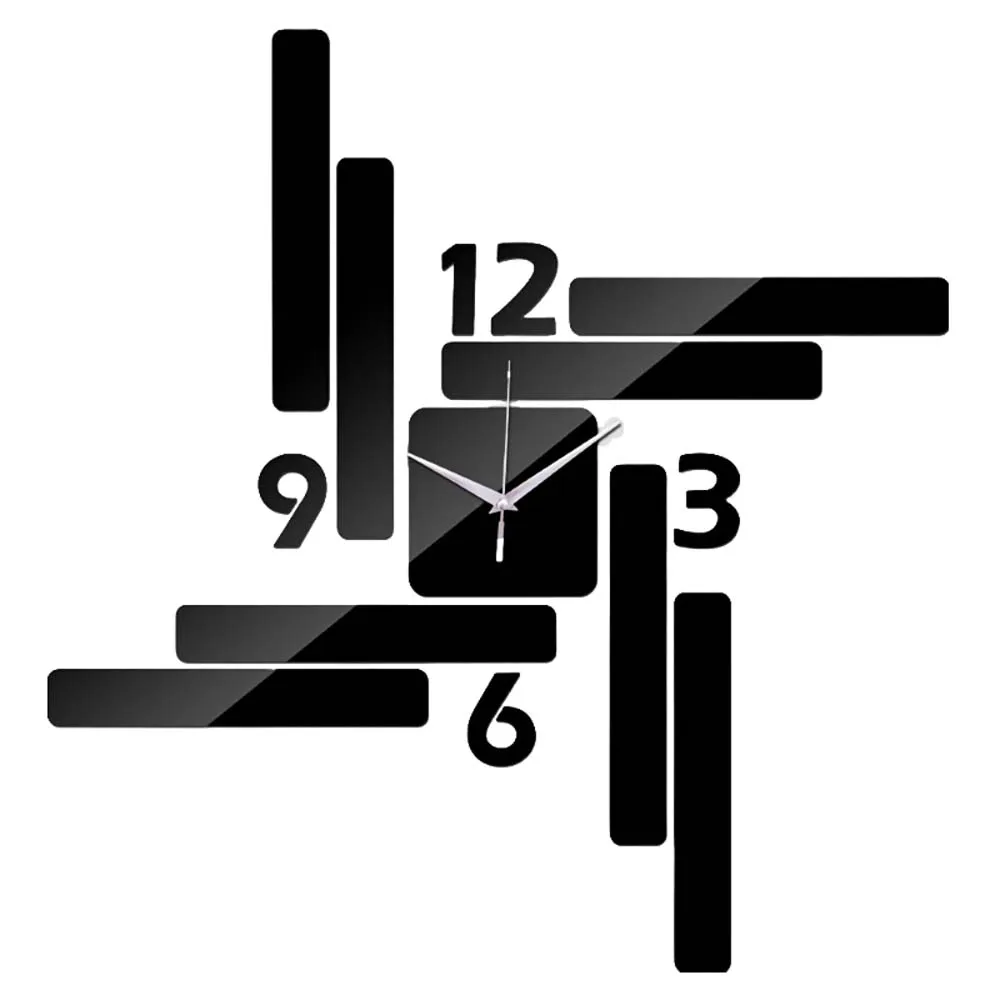 1pc Home Decoration 3d Acrylic Rectangular Mirror Wall Clock Diy Fashion Wall Sticker Clock No Battery Living Room Modern