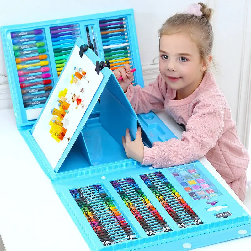 Kid Drawing Set Pro Colored Pencil Crayon Watercolors Pens Drawing Board Set  Children Gifts Educational Leaning Toys