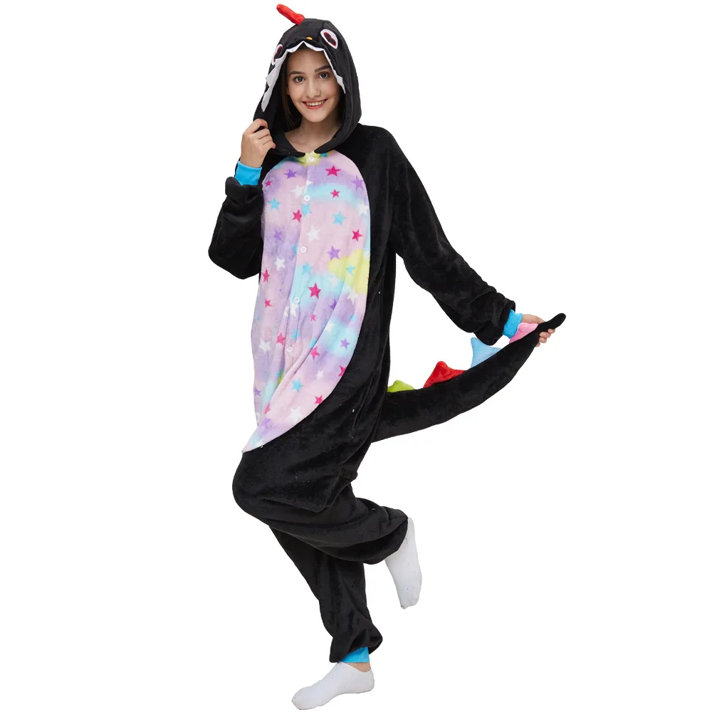 Dragon Onesie Adult Women Animal Dinosaur Onepiece Pajamas Cosplay Suit Halloween Christmas Winter Warm Soft Jumpsuit Sleepwear