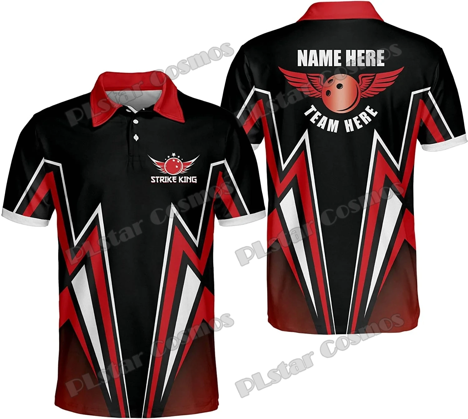 PLstar Cosmos Bowling Personalisierter Name 3D-gedrucktes Herren-Poloshirt Sommer Street Kurzarmshirt Geschenk für Bowlingspieler WK35 – Detail 6