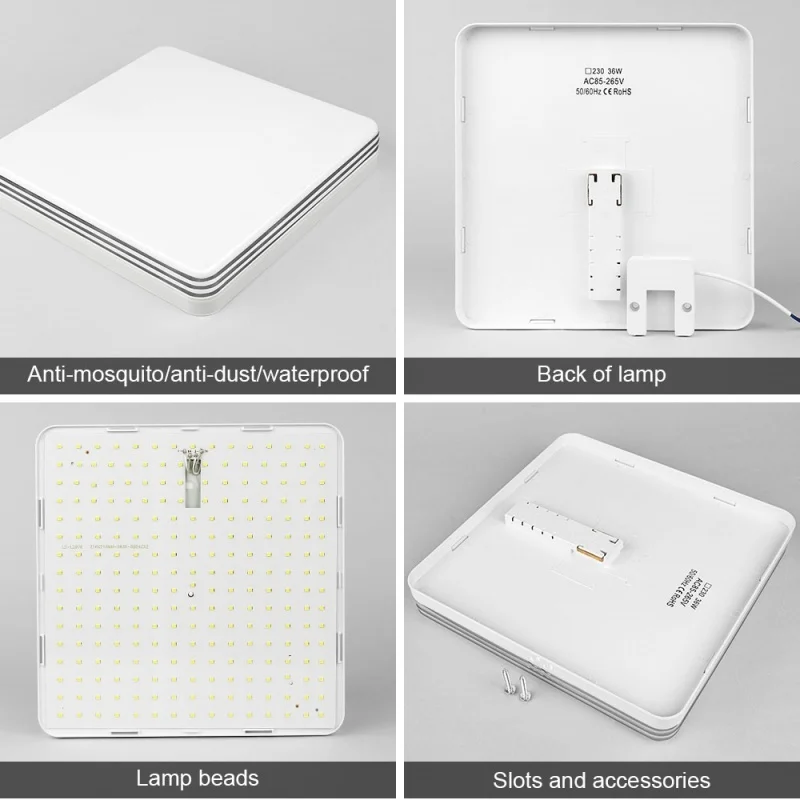 현대식 LED 천장등 36W 48W 천장 조명 3000K-6000K 주광색 가정용 조명 (침실, 거실, 주방, 식당용)