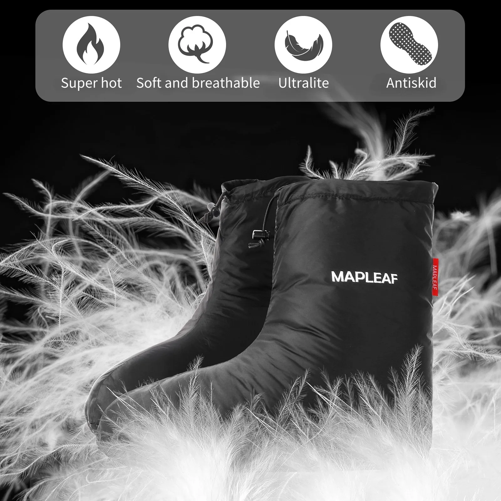 mapleaf Duck Down Socks down filled slipper boots Sleeping Bag Accessories Slippers Camping Outdoor Soft Sock Unisex Warm Water Resistant Lightweigtt