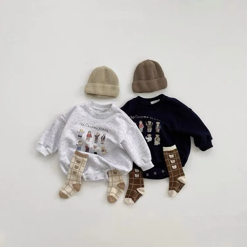 2024 New Baby Long Sleeve Cartoon Bodysuit Cotton Infant Casual Jumpsuit Fashion Bear Print Newborn Boy Girl Clothes 0-24M 4