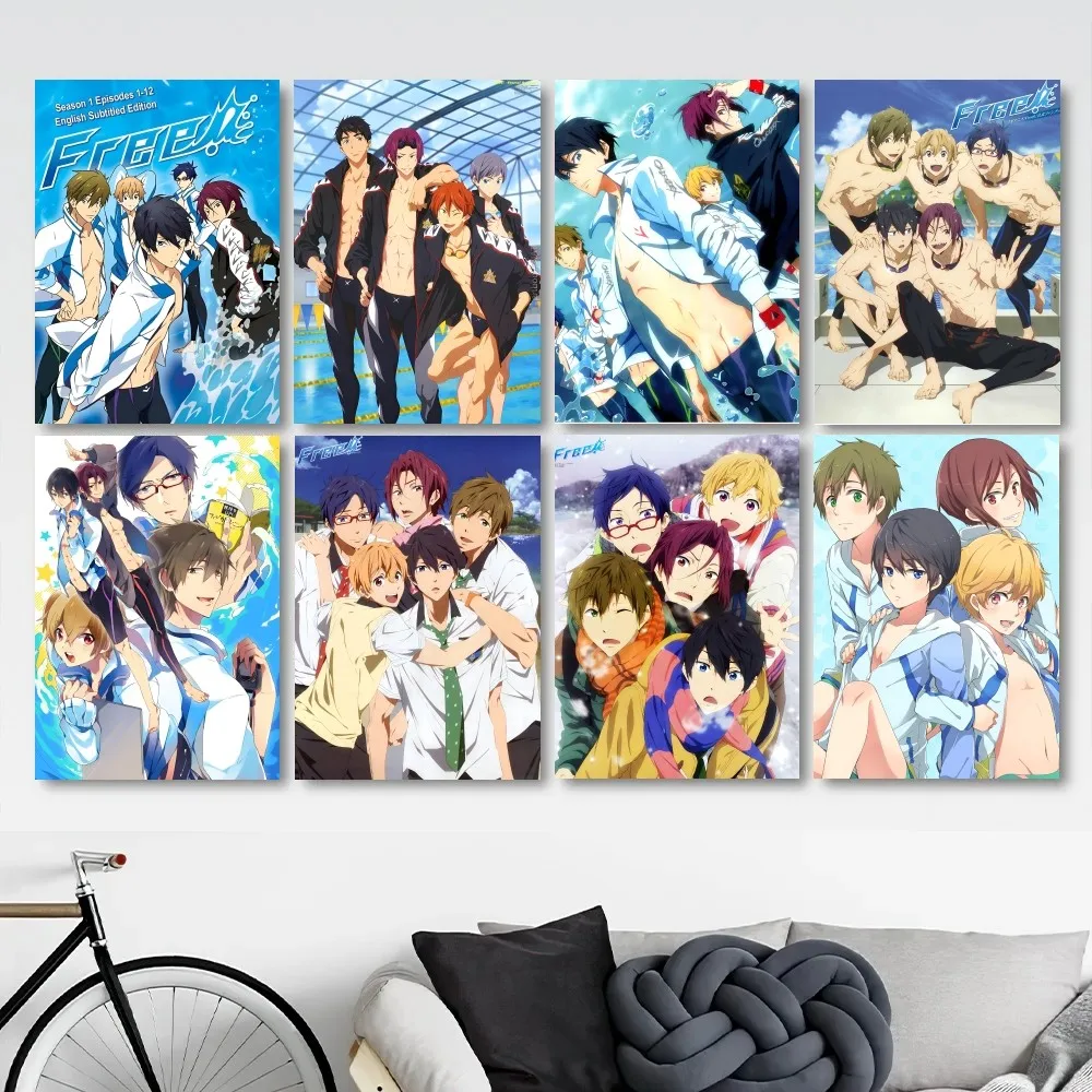 Anime Free Iwatobi Swim Club Poster Stickers Living Room Bedroom Entrance Cafe Wall Art Decoration Painting Decor