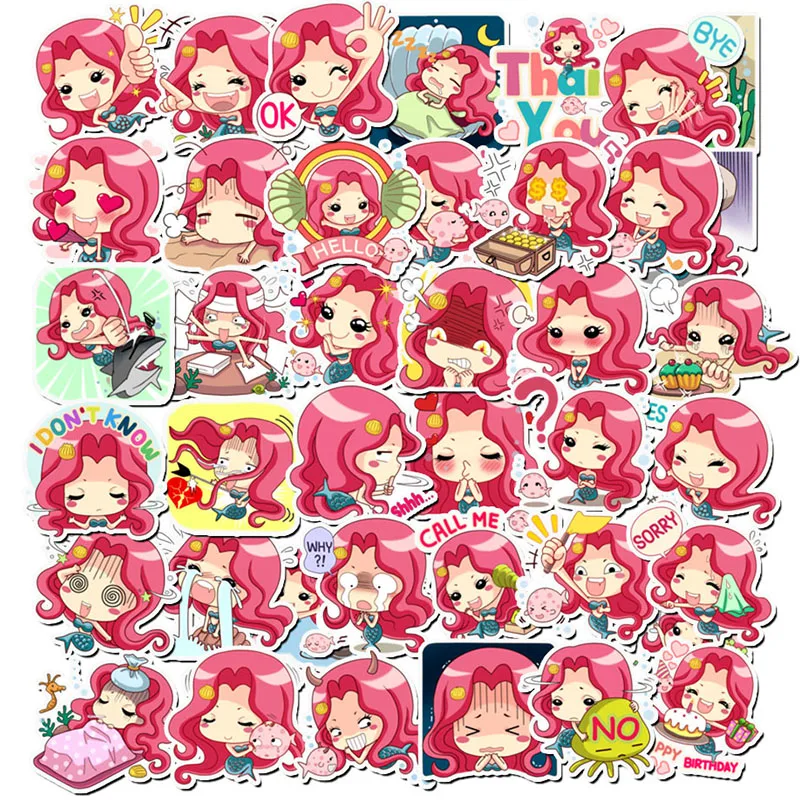 

40PCS Adorable Mermaid Sticker Pack - Small Decals for Laptops, Water Bottles, Planners, Journals, DIY Crafting Card Making