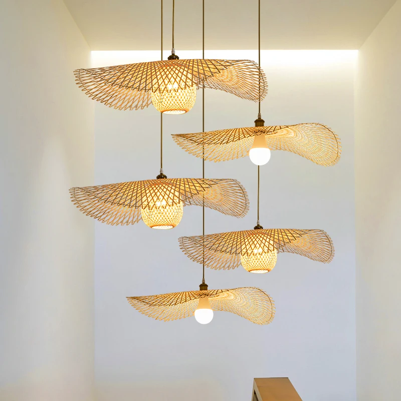 

Современная плетеная бамбуковая Подвесная лампа ручной работы из ротанга, подвесные светильники для гостиной, кухни, отеля, ресторана, домашний декор