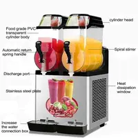 Commercial Slushy Machine 12L x 2 Double Tank Electric Automatic Slush Maker Machine Frozen Drink Snow Melting Machine 950W 2