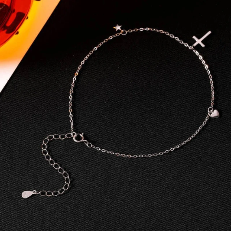Monkton 925 Sterling Silver Summer Cross Infinite Drop Design Feet Chain Anklets Women ankle bracelet Simple Jewelry anklet bracelets silver anklets ankle chain