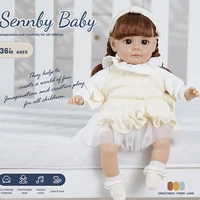 14 Inch New Reborn Doll 35CM Voice Girl  Bebe Baby With Fashion Clothes Smooth Soft Skin Vinyl Head Limbs Cotton Body Kids Gift 2