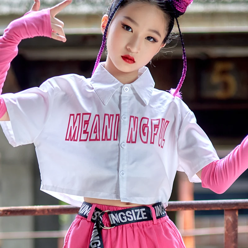 Costume de danse jazz pour filles, vêtements hip hop modernes, pantalons  roses en Y pour enfants, tenue de performance de danse de rue, vêtements de  scène Kpop, BL8572 - AliExpress