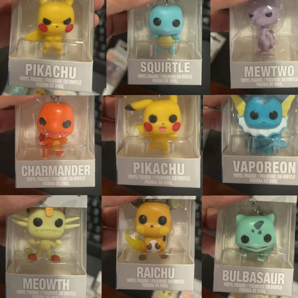 

Pokemon Eevee Mewtwo Pikachu Charmander Bulbasaur Raichu Meowth Cubone Charmander Keychain Vinyl Dolls Figure Toys