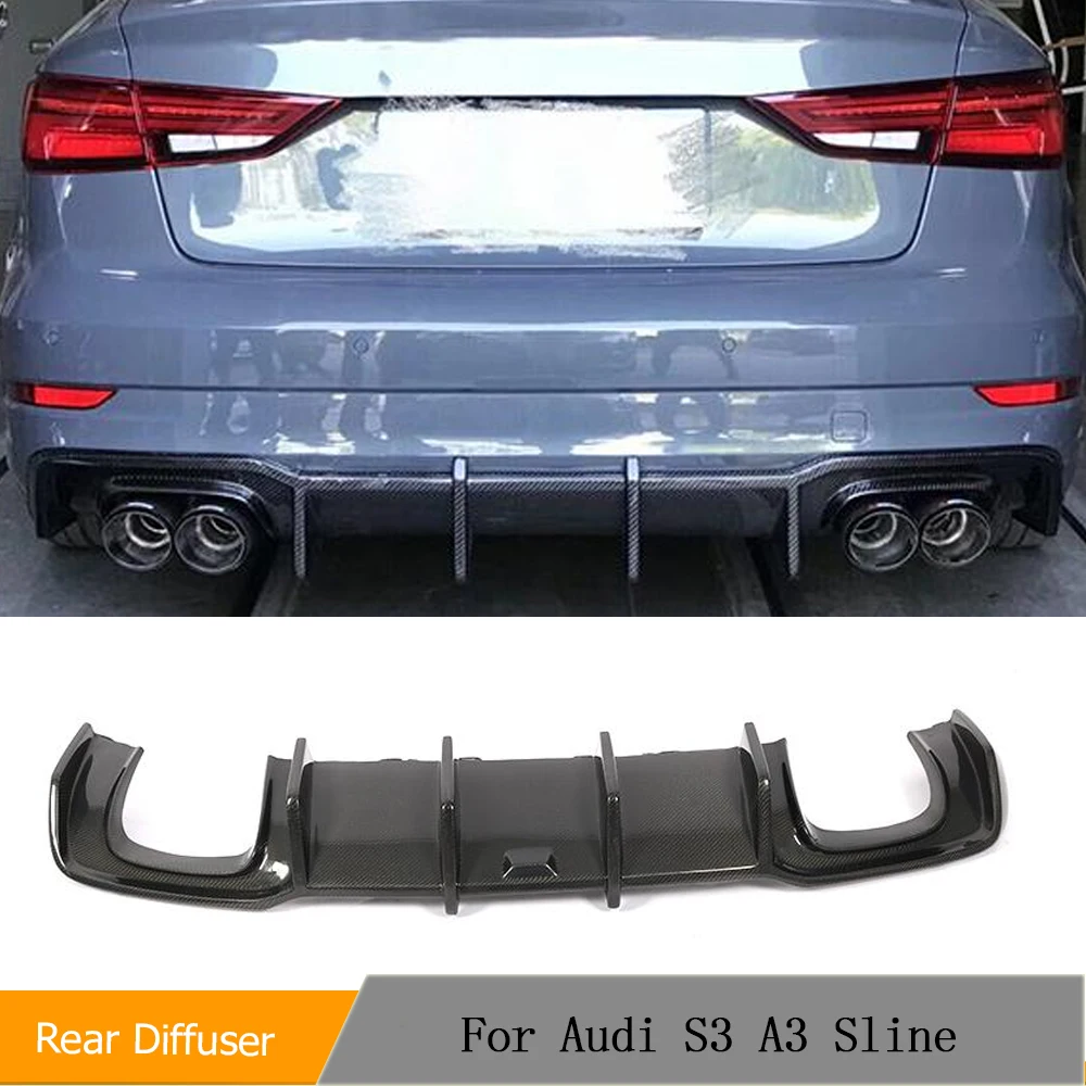 

Rear Bumper Lip Spoiler Diffuser For Audi A3 Sline S3 Sedan 8V.5 2017-2020 Car Bumper Guard Carbon Fiber/FRP Matte /Glossy Black