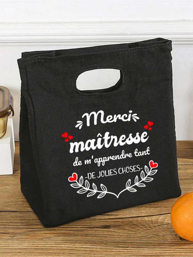 French Print Insulated Ice Cream Lunch Tote – Portable Canvas Bento Cooler Bag, Thermal... - SKU CBCB2112 - UGI Packaging