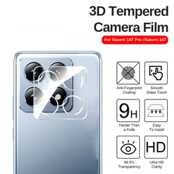 Clear 3D Camera Lens Back Protector Case with Tempered Glass Films for Xiaomi 14T (Clear-1PCS)