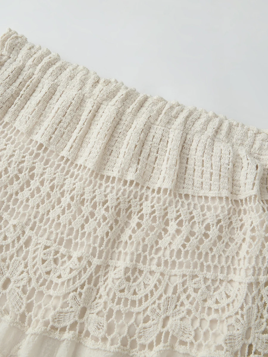 Women s Lightweight Maxi Skirt with Bohemian Crochet Detailing Perfect for Vacation Poolside Lounging and Date Nights