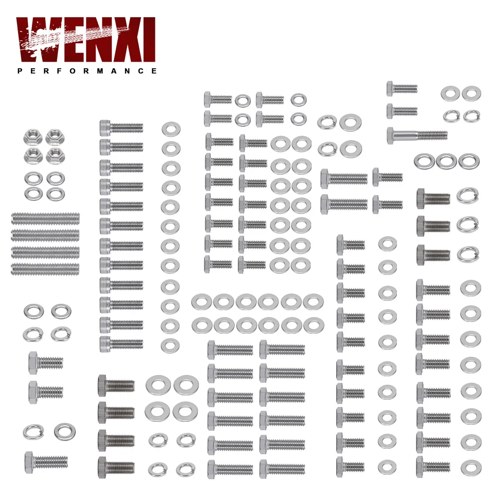 Small Stainless Block For Chevy SBC 265 283 302 305 307 327 350 400 Engine HEX Bolt Kit 211Pcs Nuts & Bolts WX-EMK01