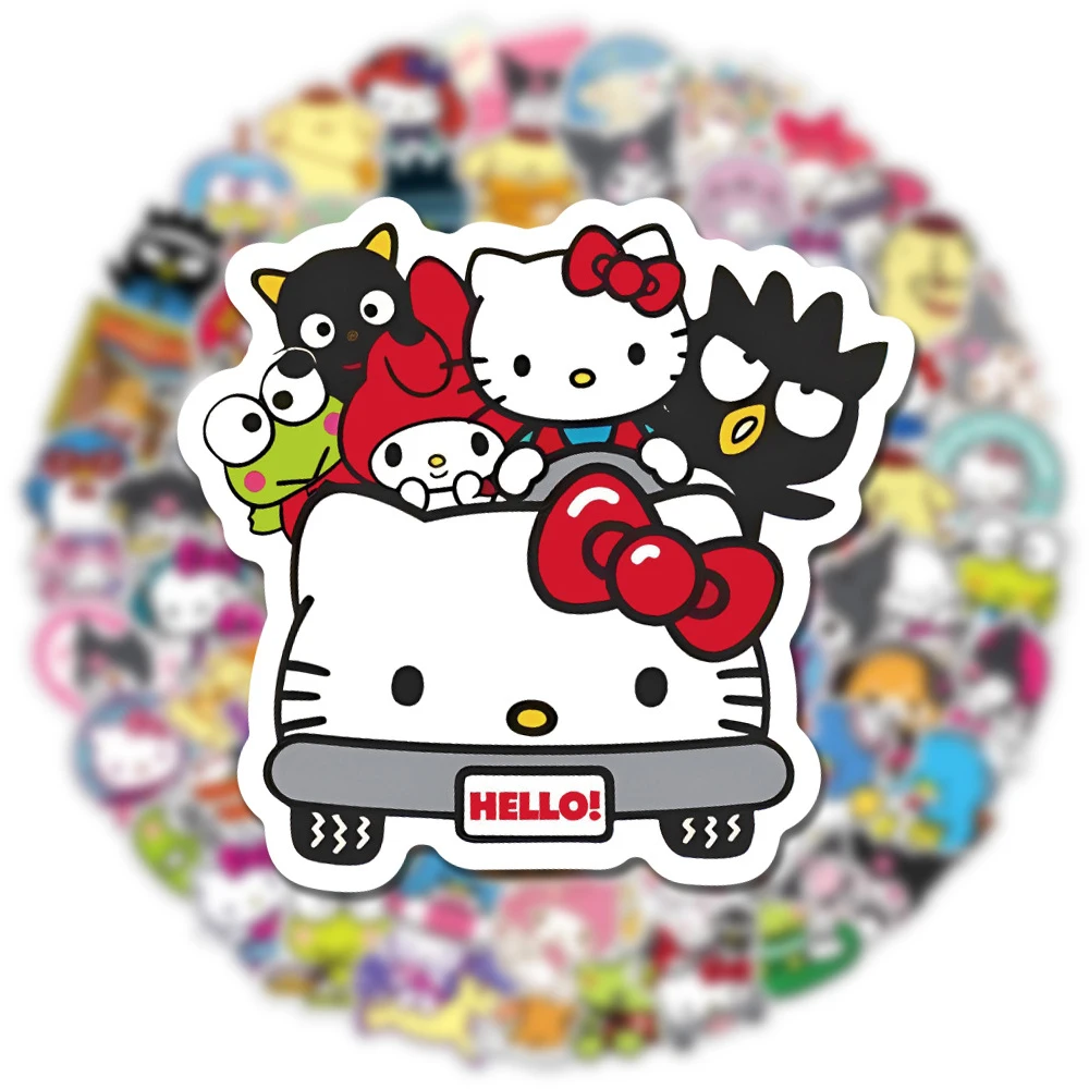 10/30/50/100pcs Cute Sanrio My Melody Kuromi Hello Kitty Stickers for Kids Toys Waterproof Decoration Anime Kawaii Sticker Packs