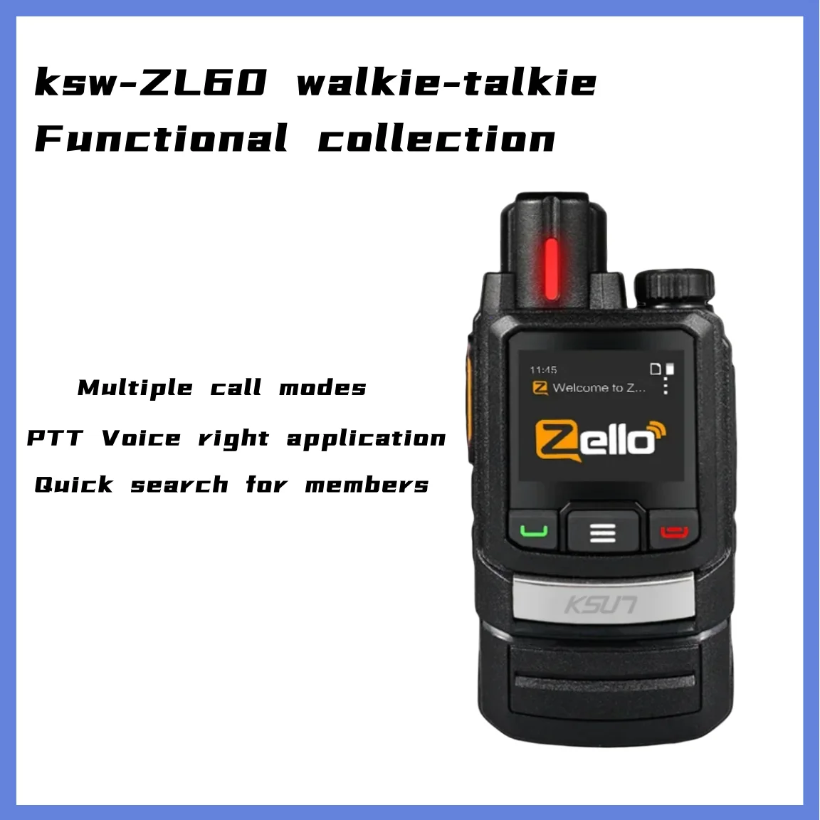 

Zello KSUN Full Netcom Walkie Talkie ZL60 Anti-Jamming Multiple Calling Methods 4G SIM Network Walkie Talkie Long Distance WIFI