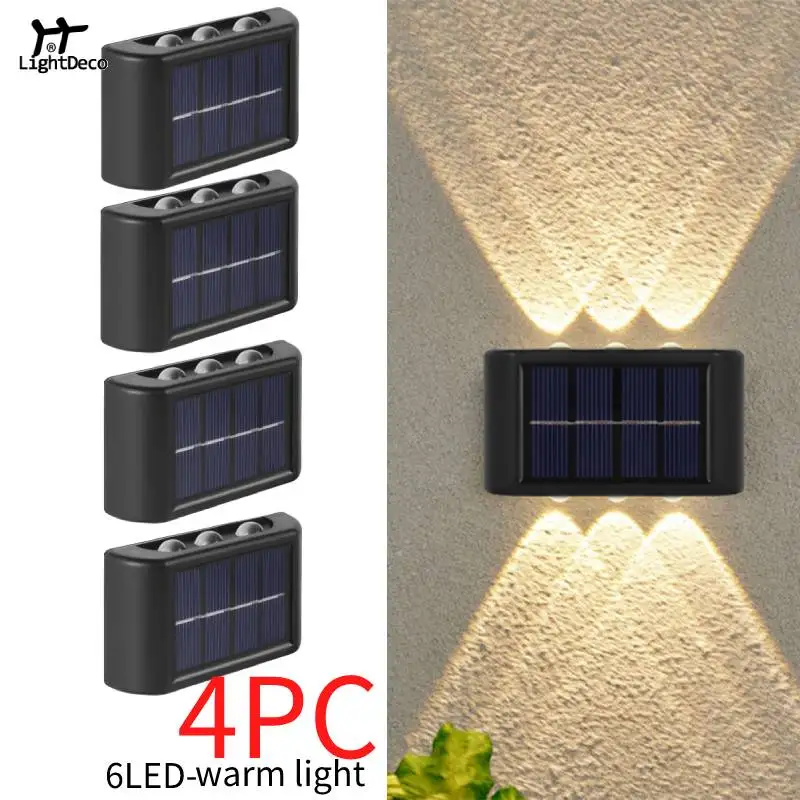 

Настенная уличная лампа на солнечной батарее, водонепроницаемое светящееся освещение вверх и вниз, декоративное освещение для сада, лампа солнечного света для лестниц, забора