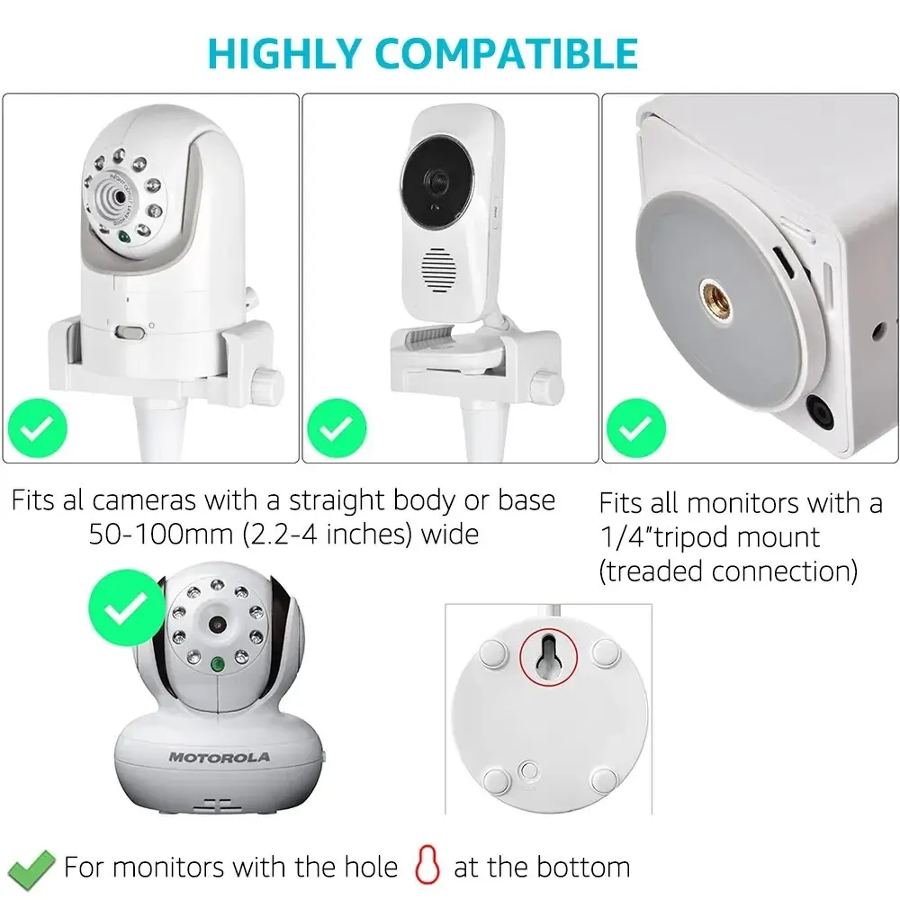 Universal Baby Monitor Holder Flexible Twisting Bracket Webcam Stand Mount Hole-Free Crib Cradle Rod baby monitor holder