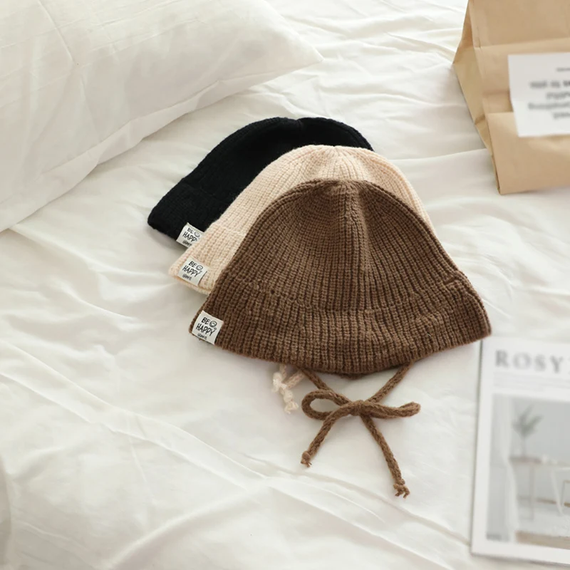 

Осенне-зимняя детская шапка в рыбацком стиле детская шапка со шнуровкой однотонная шапочка для маленьких мальчиков и девочек