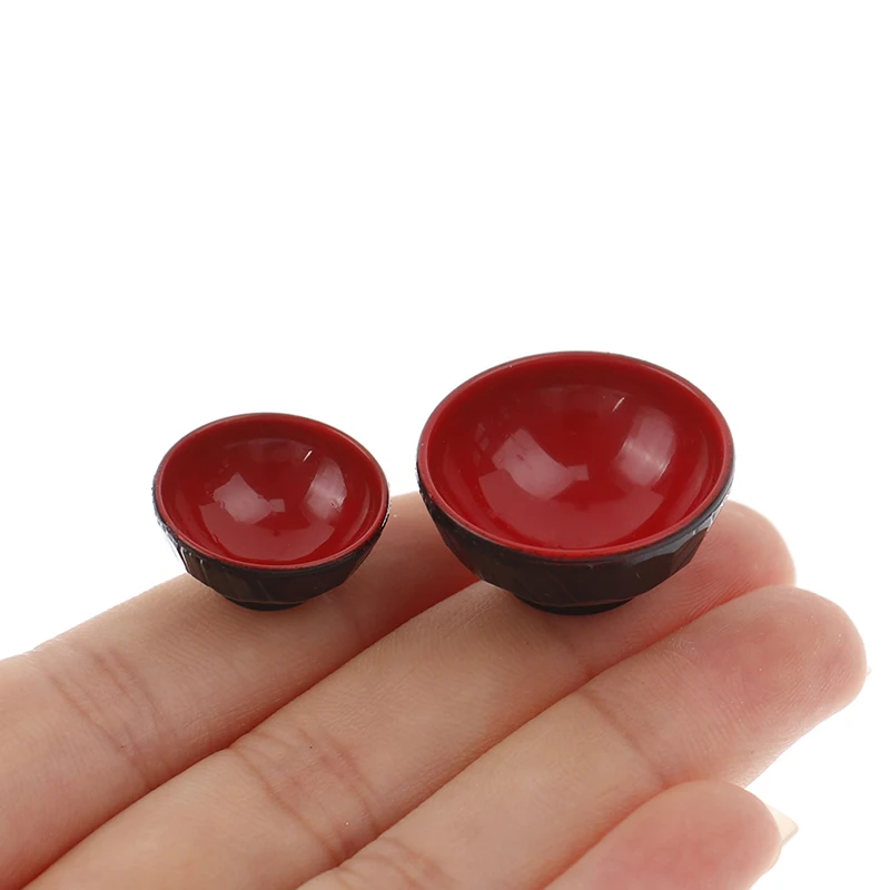 

4pcs Dollhouse Miniature Red Bottom Bowl Mini Doll House Kitchen Dinning Decor Accessories Toys