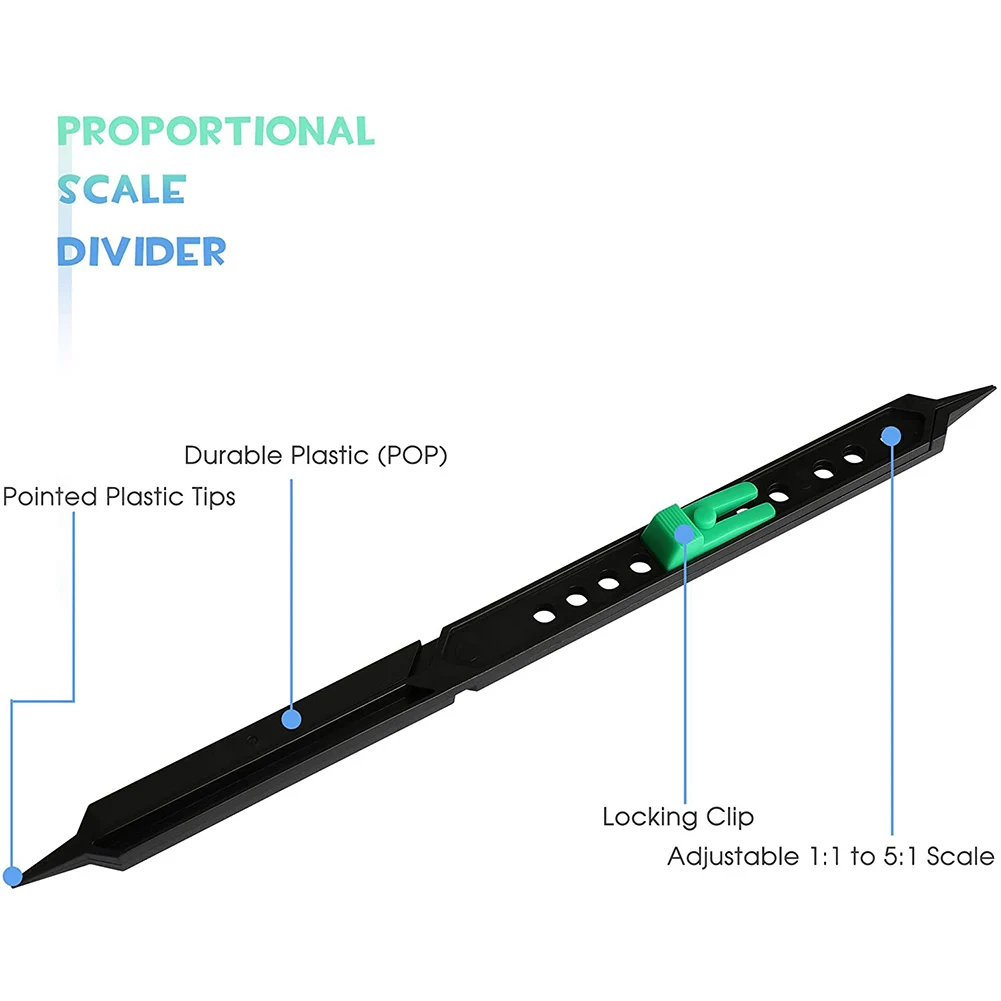 【Trending Now】 25.4cm Scale Divider Drawing Tool Proportional for Artists Adjustable Plastic Drawing Circle Compass Teaching Instrument