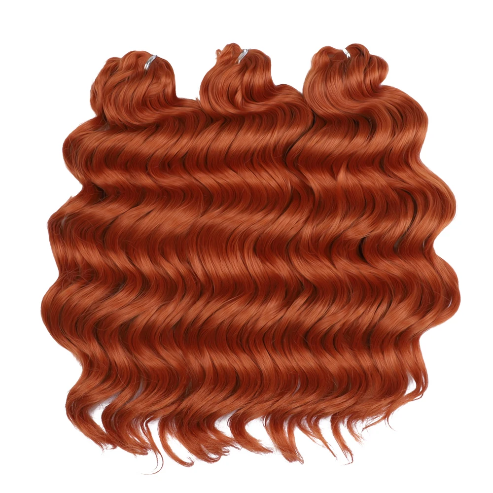 Synthetic Twist Crochet Curly Hair 16 Inch Deep Wave Braid Hair Ombre Pink Blonde Brown Water Wave Braiding Hair Extensions 2