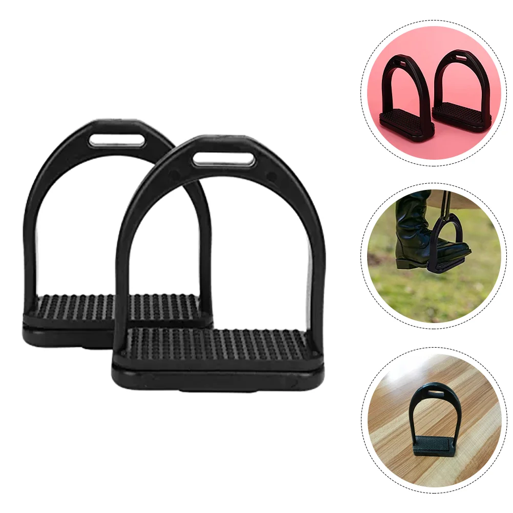 

2 Pcs Black Rubber Mat Stirrup Wear-resistant Stirrups Convenient Horse Safety Riding Anti-skid Saddle Replaceable