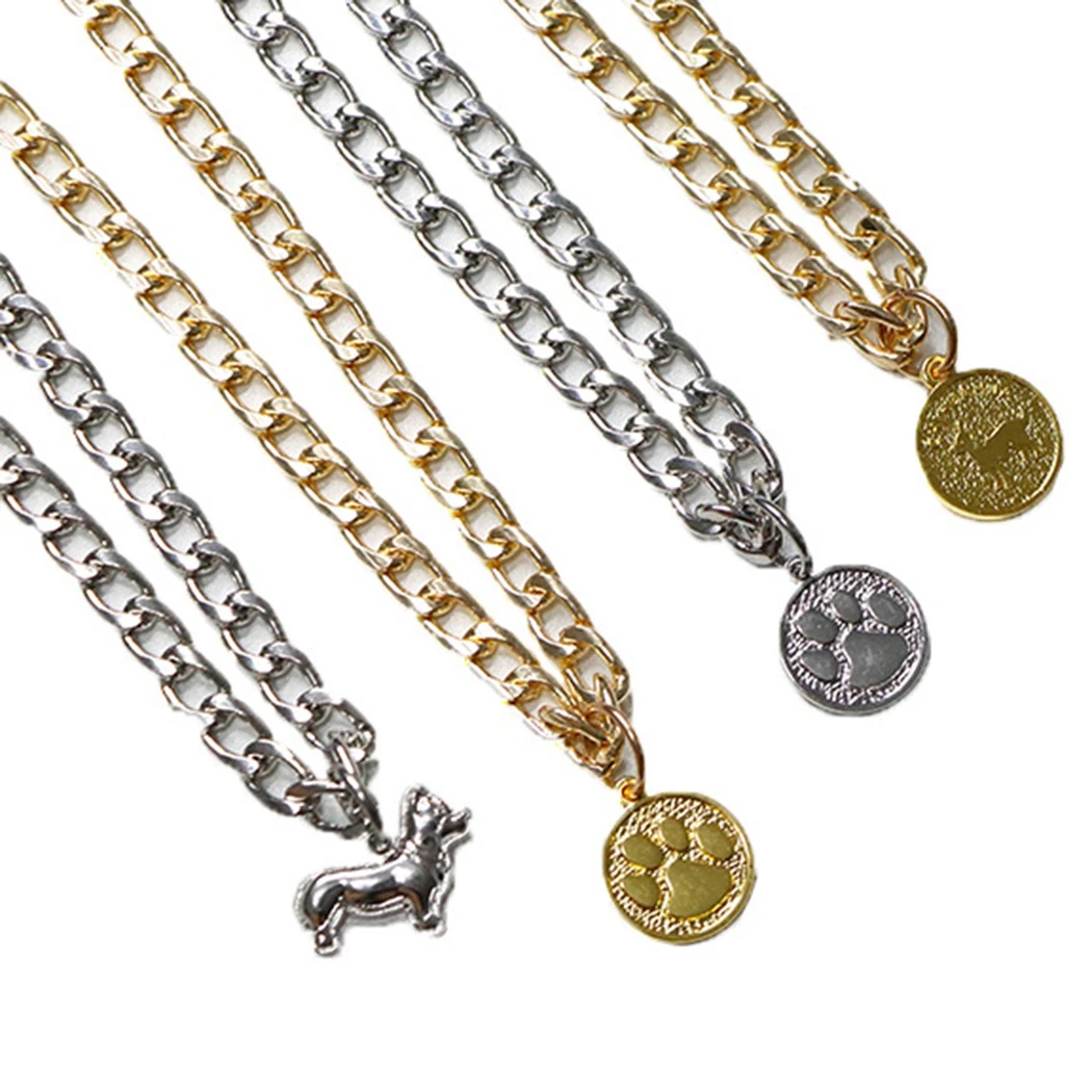 Dog Cuban Chain Collar Hip Hop Thick Pet Link Chain Small Puppy Collar Necklace Luxury Iron Puppy Cat Dog Jewelry dog collar pet necklace