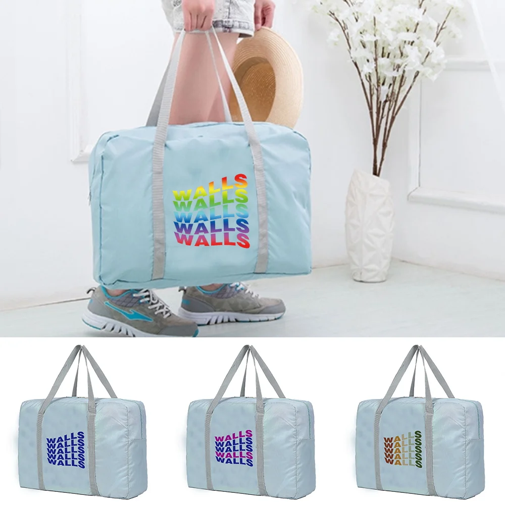 

Unisex Travel Bags Organizers Large Capacity Weekend Bag Walls Pattern Foldable Clothes Storage Carry on Handbags