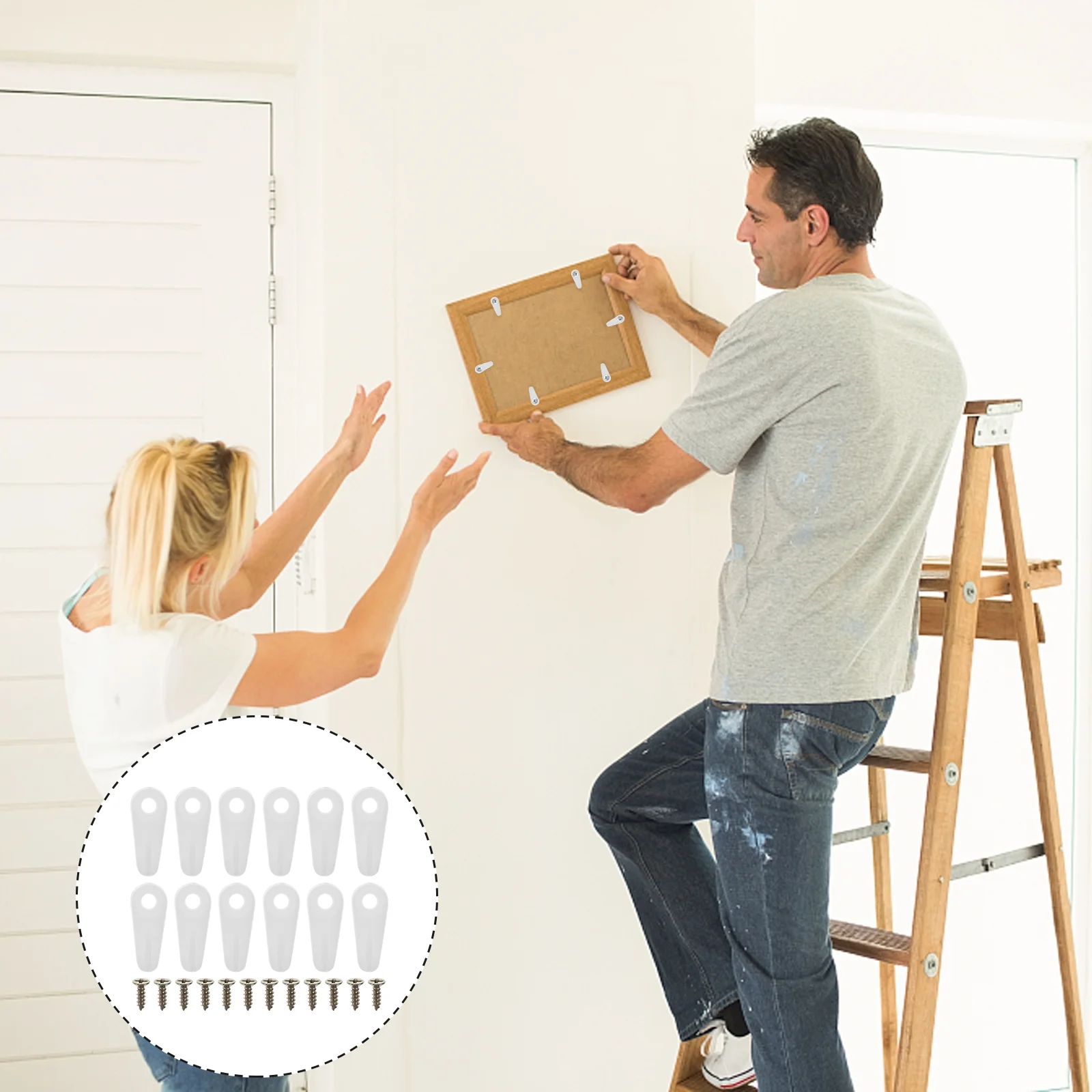 100 Pcs Tablet Coat Hangers Photo Hanging Accessories Pictures New Chinese Style Frame Back Plate Buckles Plastic Turn Buttons