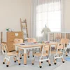 Kids Table and 6 Chairs Set, Height Adjustable Graffiti Table,Preschool Activity Art Craft Table,for Daycare Classroom Home Boys 3
